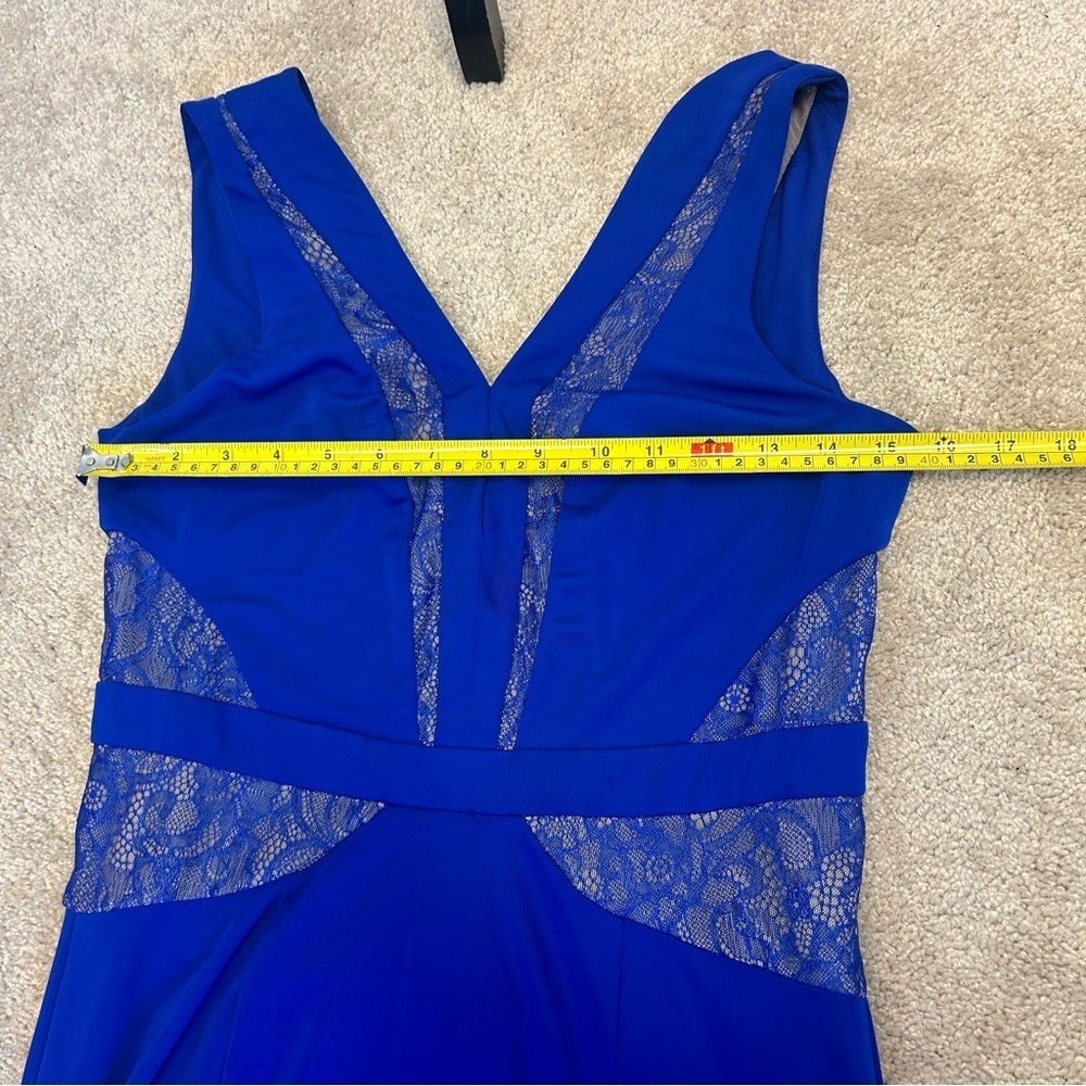 BCBGMAXAZRIA Sophee Cobalt Royal Blue Lace sleeveless Gown Maxi Dress 10 V Neck - Picture 12 of 14